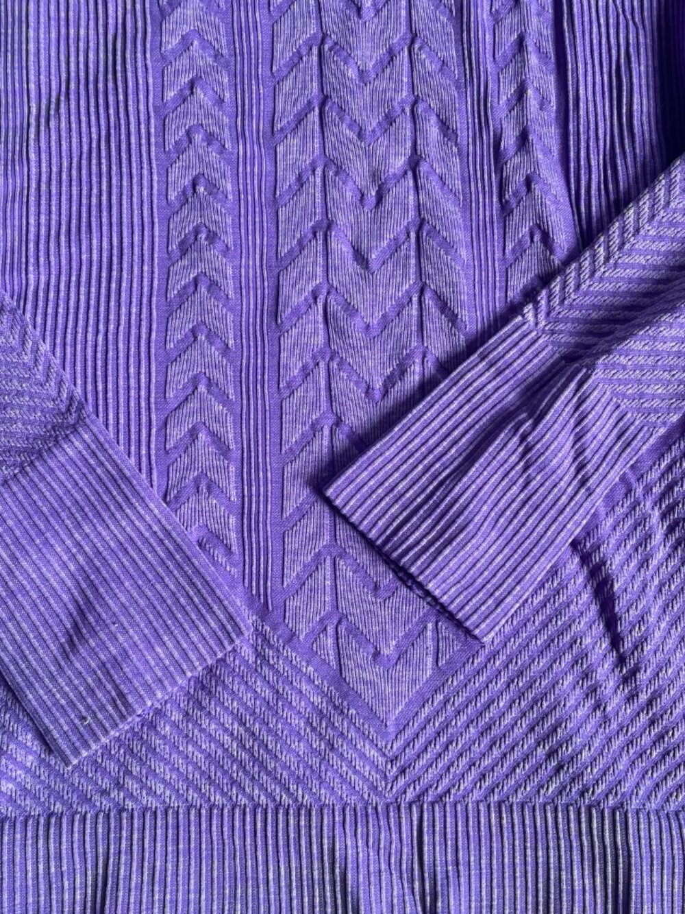 Ivivva Purple Cable-Knit V-Neck Long Sleeve Top Girls 12 - Picture 3 of 5